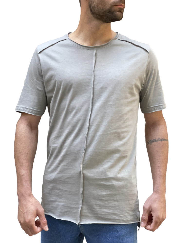 NDC ανδρικό γκρι ασύμμετρο T-shirt με ραφή 232917G φωτογραφία